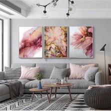 Kolaj Tasarım Organik Şekillerin Cazibesi: Dinamik Renk Akışı Üçlü Metal Çerçeveli Tablo Seti