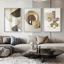 Kolaj Tasarım Modern Geometrik Desenli Metal Çerçeveli Üçlü Tablo Takımı /s
