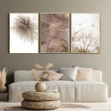 Kolaj Tasarım Sofistike Dokunuşlar: Üçlü Metal Çerçeveli Tablo Seti /s