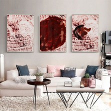 Kolaj Tasarım Soyut Tasarım Metal Çerçeveli Tablo Seti Gümüş