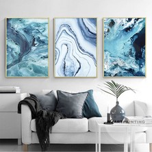 Kolaj Tasarım Soyut Tasarım Metal Çerçeveli Tablo Seti Altın /s