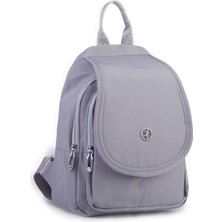 Nas Bag Kadın Water Proof Ultra Hafif Çift Gözlü Orta Boy Sırt Çantası Gri