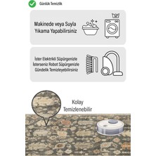 MarkaEv Gri Eskitme Vintage Desen Dijital Baskılı Kaymaz Zenit Halı