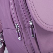 Nas Bag Kadın Water Proof Ultra Hafif Çift Gözlü Orta Boy Sırt Çantası Mor