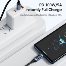 Toocki 100W Type-C To Type-C Dijital Ekran Hızlı Data/şarj Kablosu 1.m Macbook Xiaomi Samsung Uyumlu