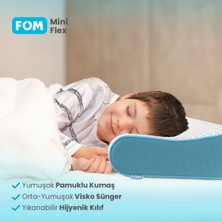 FOM Mini Flex Visco Çocuk Ve Seyahat Uyku Yastık, Ortopedik, 50 X 30 X 11/9, Açık Mavi