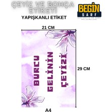 Begin Sarf A4 A5 A6 35 Adet Çeyiz Bohça Koli Paket Etiketi Isme Özel Yapışlanlı Etiket 012