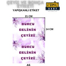 Begin Sarf A4 A5 A6 35 Adet Çeyiz Bohça Koli Paket Etiketi Isme Özel Yapışlanlı Etiket 012