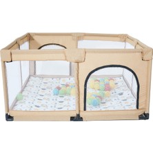 Hoffie Playard Keten Pamuklu Güvenli Bebek ve Çocuk Oyun Alanı Oyun Parkı 125X125 Oyun Matı ve Topları