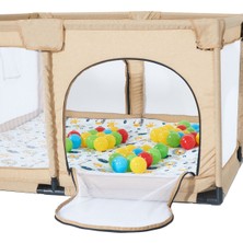 Hoffie Playard Keten Pamuklu Güvenli Bebek ve Çocuk Oyun Alanı Oyun Parkı 125X125 Oyun Matı ve Topları