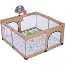 Hoffie Playard Basket Potalı Güvenli Bebek ve Çocuk Oyun Alanı Oyun Parkı 125X125 Oyun Matı/ Toplar Yataklı