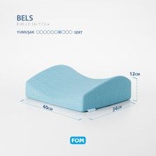 Fom Bels Visco Konforlu ve Rahatlatıcı Bel Destek Yastık, Ortopedik, 40 cm x 34 cm x 12 cm, Açık Mavi