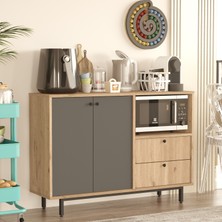 Robin Home Mocha Kahve Köşesi Çok Amaçlı Dolap Mutfak Dolabı Sepet-Antrasit