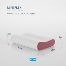 FOM Mini Flex Visco Çocuk Ve Seyahat Uyku Yastık, Ortopedik, 50 X 30 X 11/9, Pembe