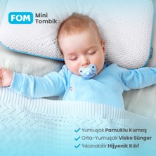 FOM 2'li Mini Tombik Visco Uyku Seyahat Yastık, Pamuk Bebek Yastık Kampanyası, 50 X 30 X 10, Açık Mavi