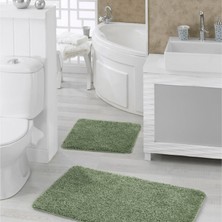 Eurobano Çağla Shaggy Kıvırcık Halı Kaymaz Tabanlı 2'li Set Banyo Halısı Paspas Seti 60X100