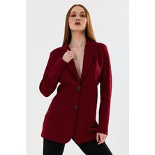 Sense Astarlı  Düğmeli Scuba Krep Ceket | CKT35446 Koyu Kırmızı