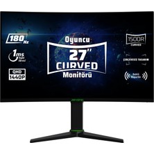 Monster Aryond A27 V2 27" 180Hz QHD 1 Ms HDR10 300 Nit G-Sync FreeSync Curved Pivot VA Oyuncu Monitörü