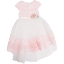 Bebelop Dantelli Tüllü Çiçek Aksesuarlı Elbise