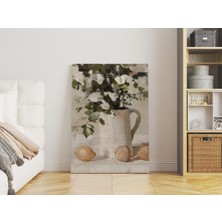 Pegziz Bir Saksı Çiçek ve Limonlar Dekoratif Kanvas Tablo - Modern Duvar Dekorasyon Sanatı