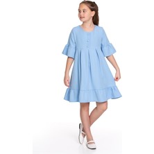 LuiKids Kız Çocuk Yarım Kollu Kolu ve Eteği Fırfırlı Elbise