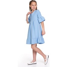 LuiKids Kız Çocuk Yarım Kollu Kolu ve Eteği Fırfırlı Elbise