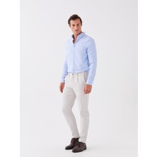 Bgw Erkek Mavi Yazlık Slim Fit Kolay Ütülenen Uzun Kollu Pamuklu Oxford Gömlek