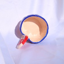 Lily & Loly Ceramics Lolipop Kulplu Deniz Efektli El Yapımı Seramik Kupa 200 ml - Özel Tasarım Içecek Keyfi