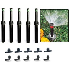 Refox 5 x Hunter Çim Sulama Sprey Fıskiye Kısa Gövde (7 cm) Psu-02 12-A (3,6 mt Yarıçap ) ve Ek Parçaları