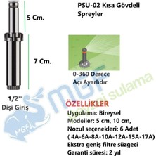 Refox 5 x Hunter Çim Sulama Sprey Fıskiye Kısa Gövde (7cm) Psu-02 6-A (1,8 mt Yarıçap ) ve Ek Parçaları