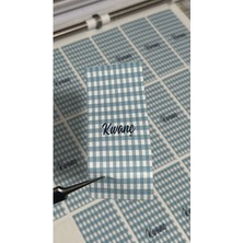 Butik Sosyetik Tam Kapama Çikolata Etiketi Kareli Model 3,8 x 9 cm 50 Adet