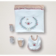 P Parla Erguvan Taç Nakışlı %100 Cotton Antib.akteriyel Kız Bebek 10LU Zıbın Takımı Hastane Çıkışı