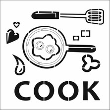 Stencil Sarayi Boyama Şablon Mutfak Obje ve Yazıları - 8451