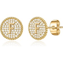Cktjewelry Laatikui Damızlık Küpe Kadınlar Için S925 Gümüş Post Kübik Zirkonya Disk Hipoalerjenik Küpe (Yurt Dışından)