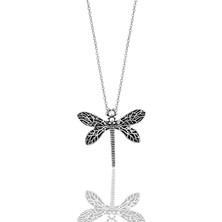Söğütlü Silver Gümüş Işlemeli Oksitli Yusufçuk Kolye SGTL12515GUMUS