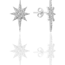 Söğütlü Silver Gümüş Rodyumlu Zirkon Taşlı (Kuzey) Kutup Yıldızı Küpe SGTL12521RODAJ