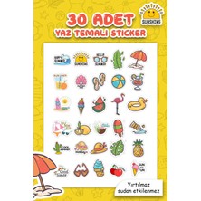 Msticker Yaz Temalı Sudan Etkilenmeyen Sticker Seti 30 Parça Tüm Yüzeylere Uygun Sticker Deniz Tatil Sticker