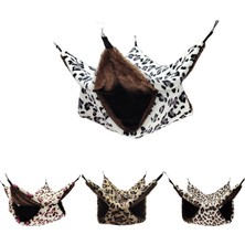 Huoxun Shop B Siyah Leopar Stili 20X20CM Evde Pet Hamster Için Sıcak Yatak Kafes Iki Katlı Kürk Kış Asılı Yuva Oyuncak Evcil Hayvan Evi (Yurt Dışından)