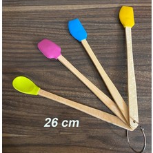 Arthane 4 Lü Renkli Isıya Dayanıklı Ahşap Saplı Spatula Kaşık Seti (26 Cm)