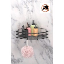 Eym Tekno Tel ST-107 Yapışkanlı Kancalı Köşelik Banyo Rafı Siyah