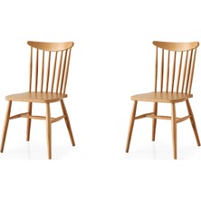 Erezoğulları Mobilya Kırlangıç Natural Ahşap Ağaç Mutfak Sandalyesi 2 Li Set