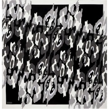 Bursa İpek Siyah Sare Desen Twill Ipek Eşarp