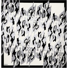 Bursa İpek Beyaz Sare Desen Twill Ipek Eşarp