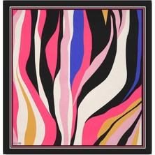 Bursa İpek Pembe Dalga Desen Twill Ipek Eşarp