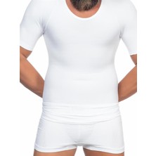 Miraxx Beyaz Emay Dikişsiz Seamless Yarım Kol Göbek Saklayıcı Atlet Korse Beyaz