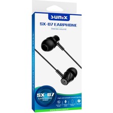 Sunix Stereo Ses Mikrofonlu 3.5mm Jack Kulak Içi Kablolu Kulaklık Siyah Sx-07