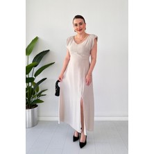 Mazi Butik Vatkalı Tensel Elbise Taş