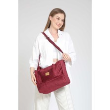 Street Bag Kadın Etnik Otantik Bohem Tarz Düz Vişne Rengi Renk Omuz Çantası