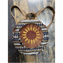 Street Bag Fargin Etnik Otantik Bohem Yuvarlak Nakışlı Sırt Çantası Günlük Seyahat Su Geçirmez Sırt Çantası