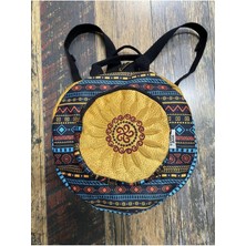 Street Bag Fargin Etnik Otantik Bohem Yuvarlak Nakışlı Sırt Çantası Günlük Seyahat Su Geçirmez Sırt Çantası